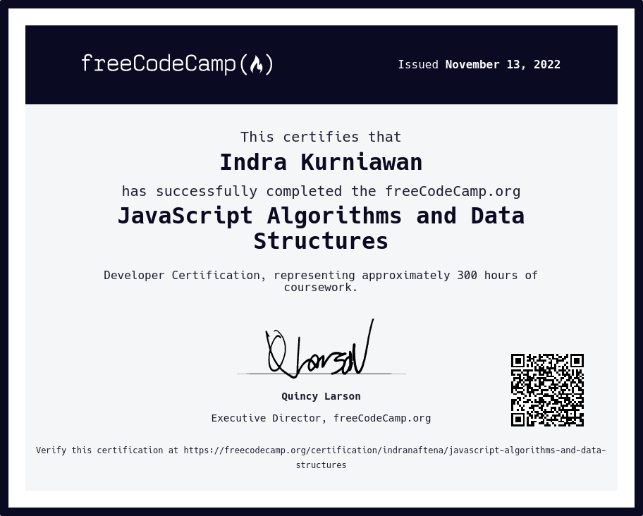 freecodecamp javascript certificate